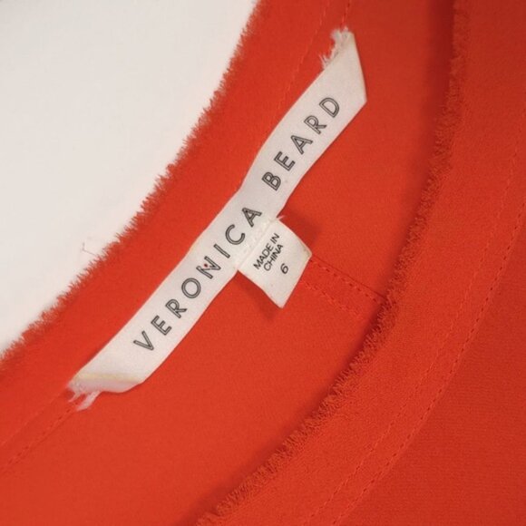 VERONICA BEARD 100% SILK Peplum Top Short‎ Sleeve Tee Orange S172-SGG4370 Size 6 - Picture 4 of 8